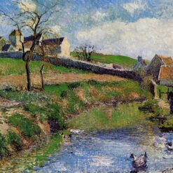 Osny Farm Scene" – 1883 Oil Painting by Camille Pissarro