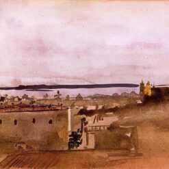 Impressionist Cityscape: View of Naples by Edgar Degas – 1860 Watercolor Painting Reproduction