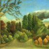 Hand-painted Henri Rousseau View of the Banks of the Oise – 1905-1906 Naïve Art Landscape Oil Painting | Canvas Reproduction of Peaceful Riverbank