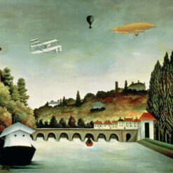 Hand-painted Henri Rousseau View of the Bridge at Sevres – 1908 Naïve Art Cityscape Oil Painting | Canvas Reproduction of French Landscape