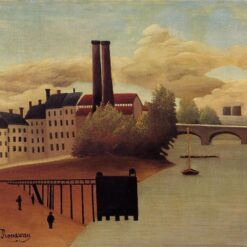 View of the Outskirts of Paris by Henri Rousseau - 1896 Naïve Art Oil Painting Replica | Cityscape on Canvas