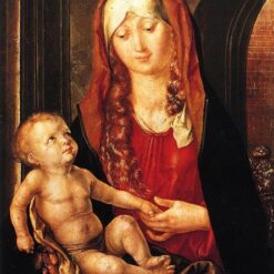 Virgin and Child before an Archway by Albrecht Dürer - 1496 Northern Renaissance Religious Oil Painting on Panel