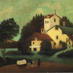 Henri Rousseau "Wagon in Front of the Mill" Oil Painting Reproduction – Naïve Art Cityscape on Canvas