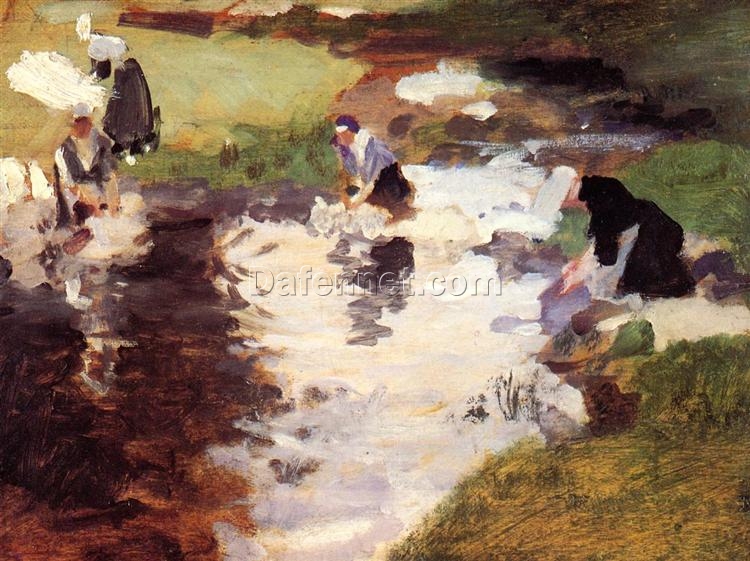 Oil Painting Inspired by John Singer Sargent’s Washerwomen – Impressionist Genre Art on Panel