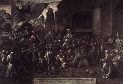 Way to Calvary by Albrecht Dürer – 1527 Religious Oil Painting on Panel – Northern Renaissance Art Reproduction
