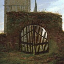 Romantic Landscape Oil Painting 'Churchyard Gate' – Caspar David Friedrich 1826-1827 Inspired Canvas Art