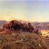Custom Oil Reproduction of When the Land Belonged to God – Animal Painting by Charles M. Russell