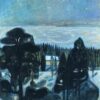 Expressionist ‘White Night’ by Edvard Munch - Hand-Painted Oil on Canvas, Norwegian Landscape Art