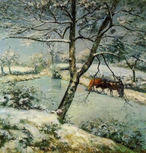 Winter at Montfoucault” – Camille Pissarro, 1875 Impressionist Winter Landscape Art
