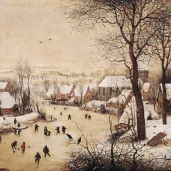 Custom Oil Painting of 'Winter Landscape with Skaters and a Bird Trap' by Pieter Bruegel the Elder – 16th Century Northern Renaissance