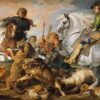 Wolf and Fox Hunt" – Large-Scale Baroque Wildlife Painting by Peter Paul Rubens – Reproduction