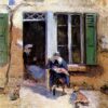 Woman and Child Doing Needlework" by Camille Pissarro – 1877 French Impressionist Masterpiece