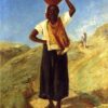 Woman Carrying a Pitcher" by Camille Pissarro – 1854-1855 Realism Painting – E.G. Bührle Foundation