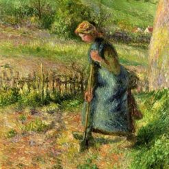 Woman Digging" – 1883 Impressionist Genre Painting by Camille Pissarro