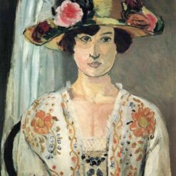 Post-Impressionist Oil Painting Inspired by Matisse: Woman in a Hat - Hand-Painted Canvas Art