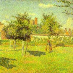 Spring Sunshine in a Field" by Camille Pissarro – 1887 Impressionist Oil Painting from Eragny