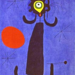 Inspired by Joan Miró’s Woman in Front of the Sun (1950) – Figurative Surrealist Oil Painting on Canvas