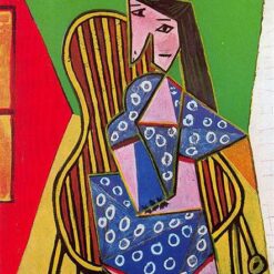 Surrealist Portrait Inspired by Picasso – 'Woman in Striped Armchair' (1941) Oil on Canvas