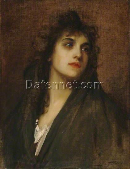Hand-Painted Luke Fildes ‘Woman, Portrait’ Oil Painting – Academicism Portrait Art on Canvas from Dafen Village Studio