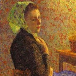 Woman Wearing a Green Headscarf" (1893) – Timeless Portrait by Camille Pissarro in Oil