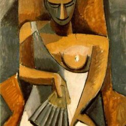 Cubist Portrait Inspired by Pablo Picasso – 'Woman with a Fan' Oil on Canvas