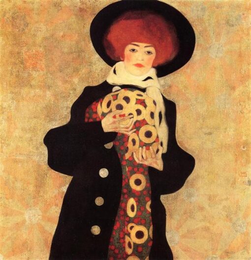 Woman with Black Hat” by Egon Schiele – Expressionist Portrait Oil Painting