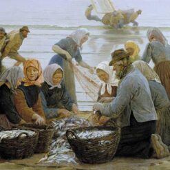 Women and Fishermen of Hornbaek by Peder Severin Kroyer – 1875 Realism Genre Painting Reproduction
