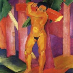 Franz Marc ‘Woodcutter’ Hand-Painted Oil Painting - Expressionist Genre Art on Canvas, Dafen Village Fine Art Reproduction