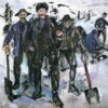 Workers in the Snow by Edvard Munch – Expressionist Oil Painting, 1913