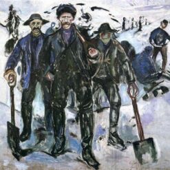 Workers in the Snow by Edvard Munch – Expressionist Oil Painting, 1913