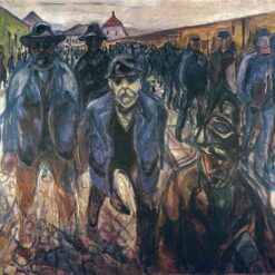 Expressionist Masterpiece 'Workers on Their Way Home' by Edvard Munch – Oil on Canvas (1913-1915)