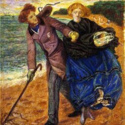 Dante Gabriel Rossetti Oil Painting – Writing on the Sand (1859), Romantic Genre Art Reproduction