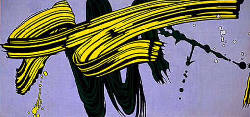 Roy Lichtenstein ‘Yellow and Green Brushstrokes’ Pop Art Abstract - Magna & Oil Canvas Art personnalisable