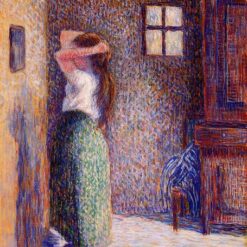 Young Peasant at Her Toilette" – Camille Pissarro 1888 Pointillist Portrait Painting