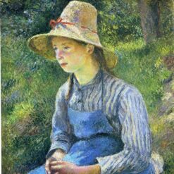 Young Peasant Girl Wearing a Hat" by Camille Pissarro (1881)