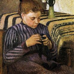 Young Woman Mending Her Stockings" (1895) – Camille Pissarro's Impressionist Portrait of Quiet Domesticity