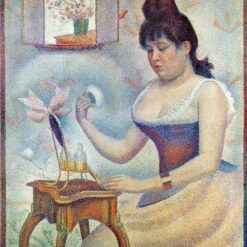Young Woman Powdering Herself" by Georges Seurat – Pointillist Genre Painting Poster