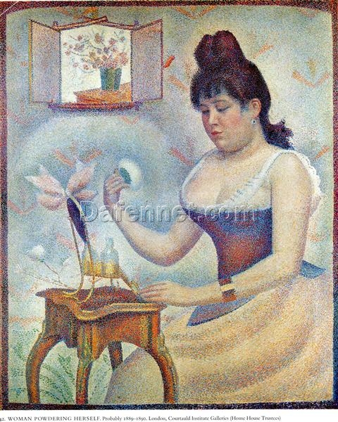 Young Woman Powdering Herself” by Georges Seurat – Pointillist Genre Painting Poster