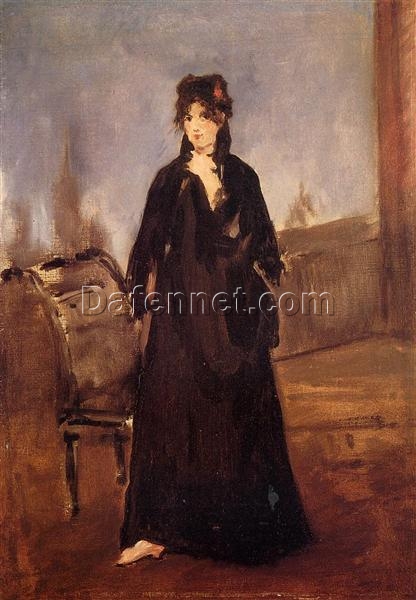 Young Woman with a Pink Shoe (Portrait of Berthe Morisot) – Inspired by Edouard Manet (1868) Impressionist Portrait Oil Painting on Canvas