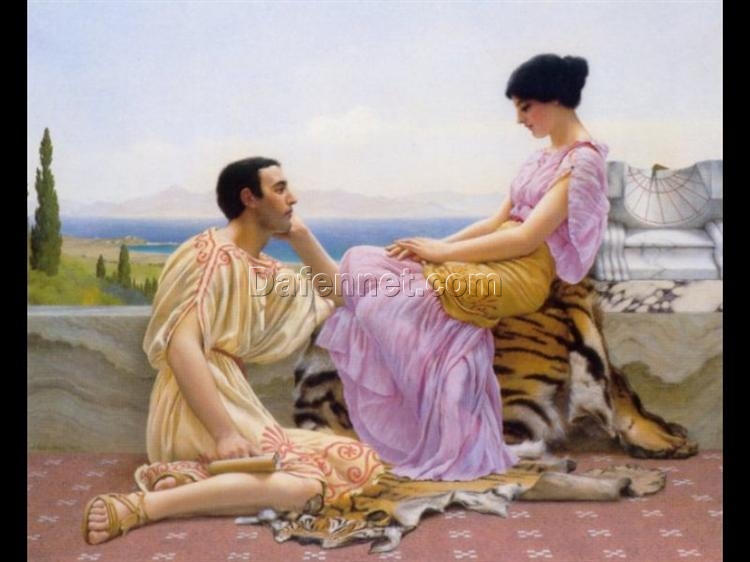 Youth and Time by John William Godward | 1901 Neoclassical Oil Painting