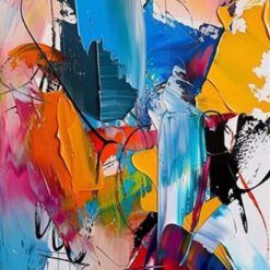 Large Hand-Painted Abstract Art – Oversized Colorful Canvas Painting for Modern Living Room Wall Decor