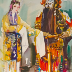Hand-Painted Watercolor Artwork of Farewell My Concubine – Custom Oil Painting by Dafen Village Studio