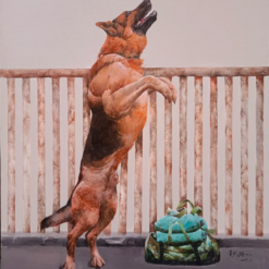 Custom Oil Painting of Police Dog by Huang Wusun – Original Artwork from Dafen Village Studio