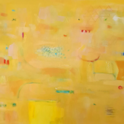 Vibrant Yellow Abstract Wall Art – Extra-Large Modern Abstract Canvas Painting for Living Room