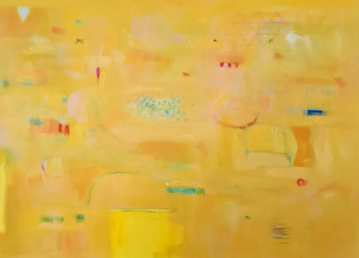 Vibrant Yellow Abstract Wall Art – Extra-Large Modern Abstract Canvas Painting for Living Room