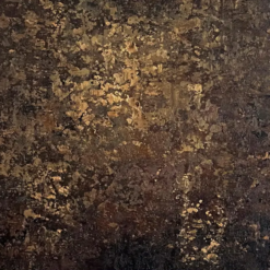 Deep Brown Textured Abstract Canvas Art – Large Contemporary Painting with Gold Leaf and Black Accents
