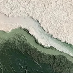 3D Green Wave Textured Oil Painting – Wabi-Sabi Abstract Art for Modern Living Room Decor