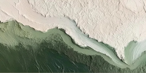 3D Green Wave Textured Oil Painting – Wabi-Sabi Abstract Art for Modern Living Room Decor