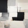 Gray and Black Abstract Canvas Oil Painting – Handcrafted Gray-White Art for Modern Living Room