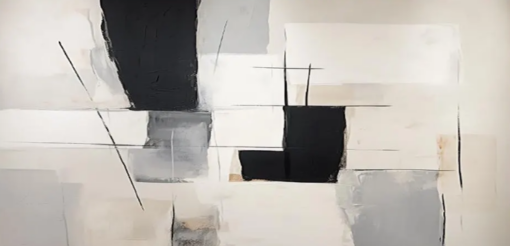 Gray and Black Abstract Canvas Oil Painting – Handcrafted Gray-White Art for Modern Living Room
